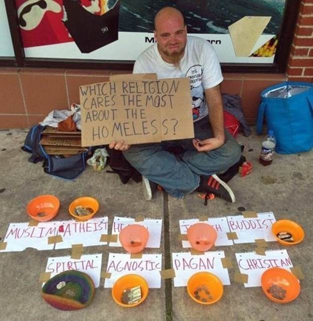 This homeless guy's ingenious idea.